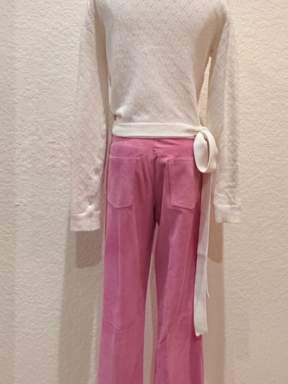 Ralph Lauren Black Label 100% Suede Straight Leg Pants Sz 6 Pink Berry Mid Rise - Picture 2 of 15